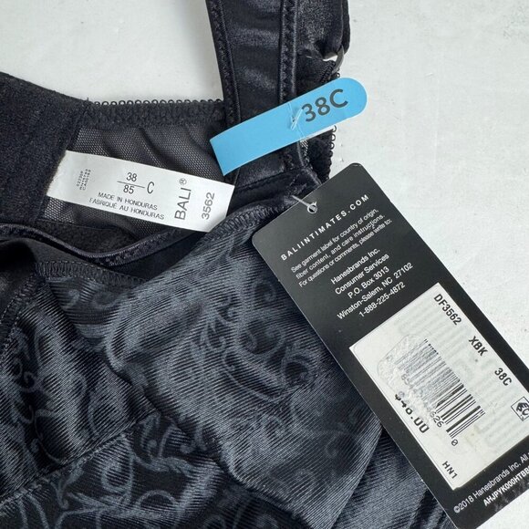 Bali NEW 38C Satin Tracings Underwire Minimizer Bra Black Unpadded DF3562 - Picture 6 of 10